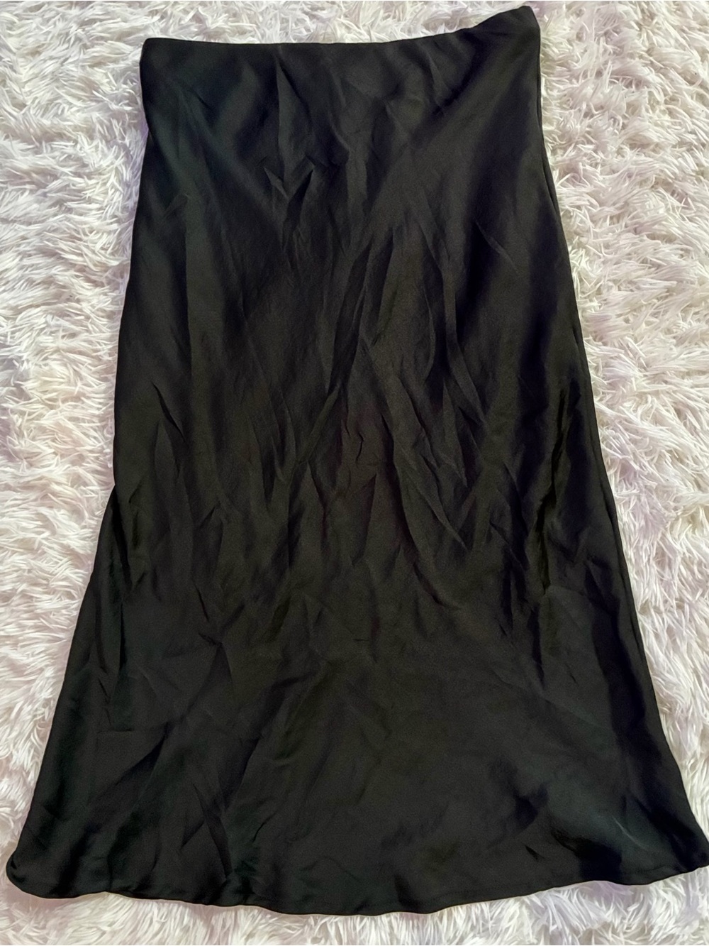90s Minimalism Quiet Luxury Clean Girl Whimsigoth Goth Satin Midi Skirt Black M